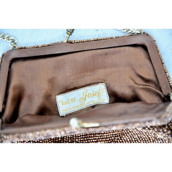 40s 50s BEADED Purse Clutch Small Hand Beaded Bag Mid Century Wedding Cocktail - Picture 5 of 9